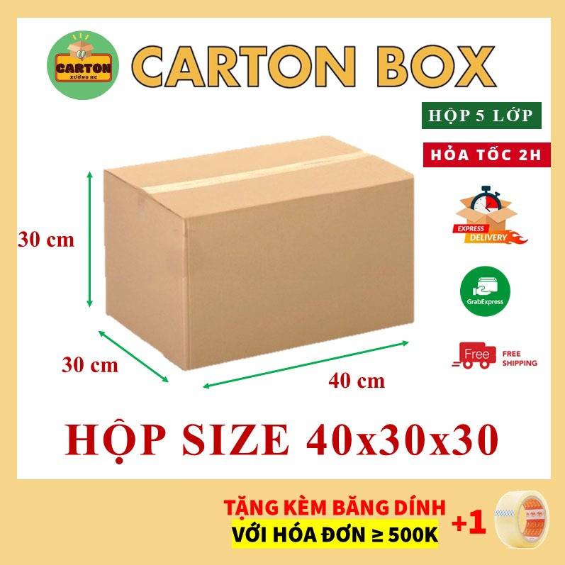 Hộp Carton 5 lớp 40x30x30 Giá Rẻ, Thùng Carton Đóng Hàng chỉ từ 599đ/h