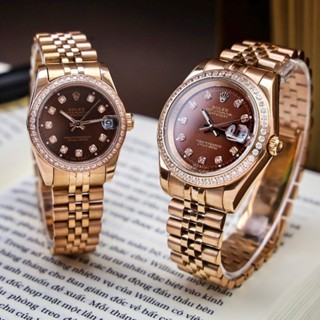 [Full box] Đồng hồ đeo tay, đồng hồ cặp đôi nam nữ ROLEX màu nâu sôcôla siêu sang, độc đáo, chống thấm nước, giá rẻ
