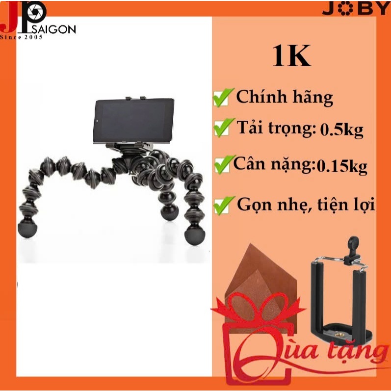 Chân xoắn Joby GorillaPod 1K - Chính hãng + Tặng gá kẹp điện thoại.
