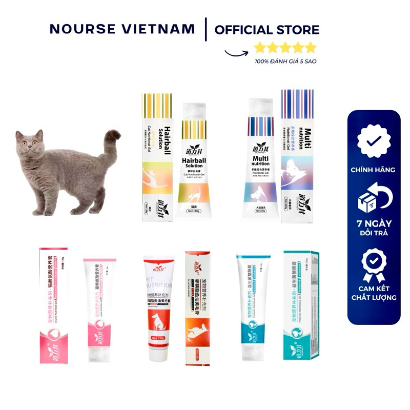  Combo Gel Dorrikey bổ sung Dinh dưỡng Lysine Tiêu búi lông Hỗ trợ tiêu hóa cho chó mèo NourseVietnam 