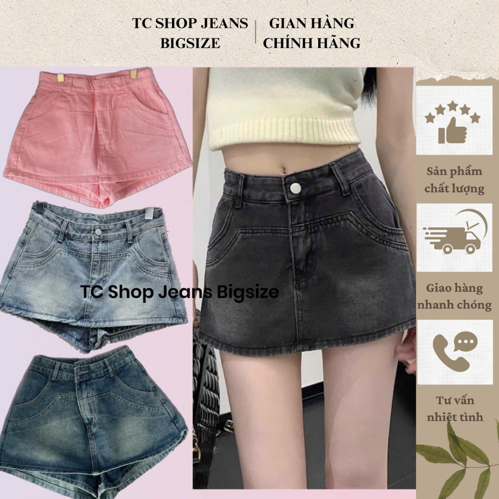 Quần Váy Nữ Bigsize Jeans Trơn Viền MS 2006