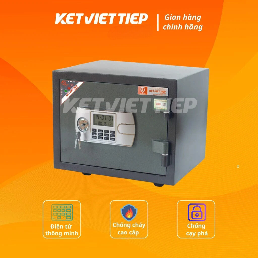 Két sắt Mini Việt Tiệp Khóa Điện Tử KVT312 BLN Chống Cháy 40Kg - Chính Hãng Công Ty Két Sắt Việt Tiệ