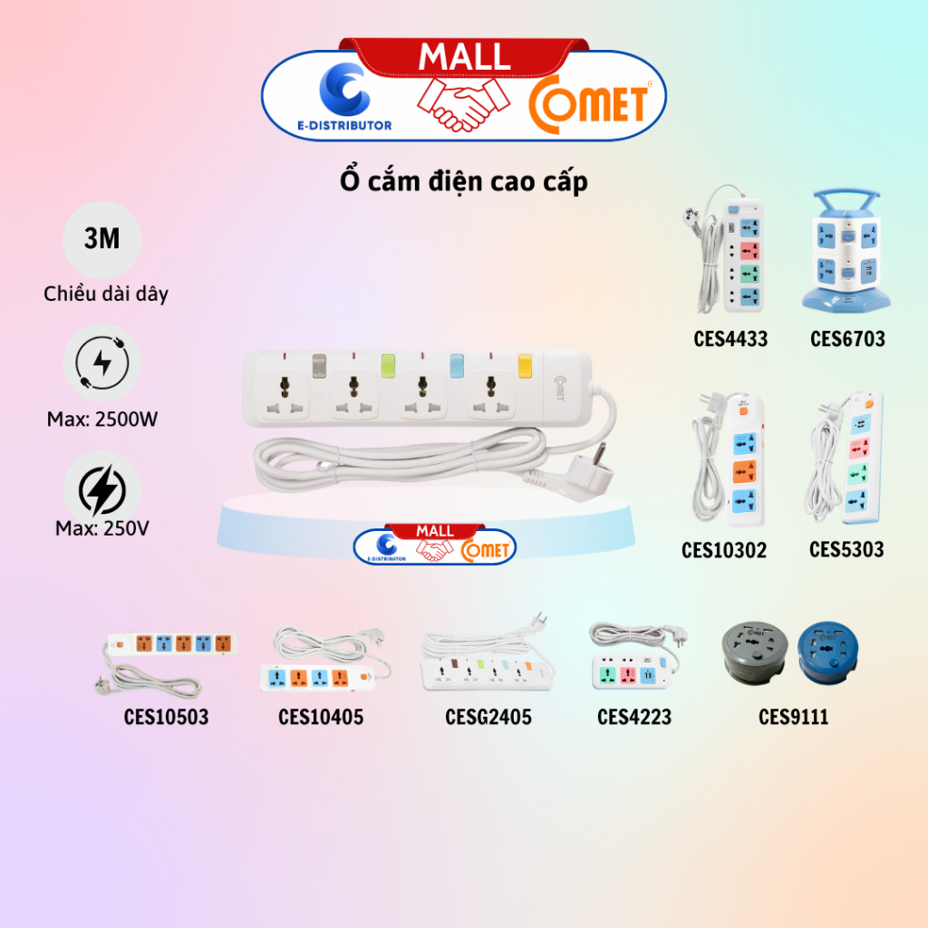 [HỎA TỐC] Ổ cắm đa năng COMET CESG | Ổ cắm du lịch CES9111 - Hàng chính hãng