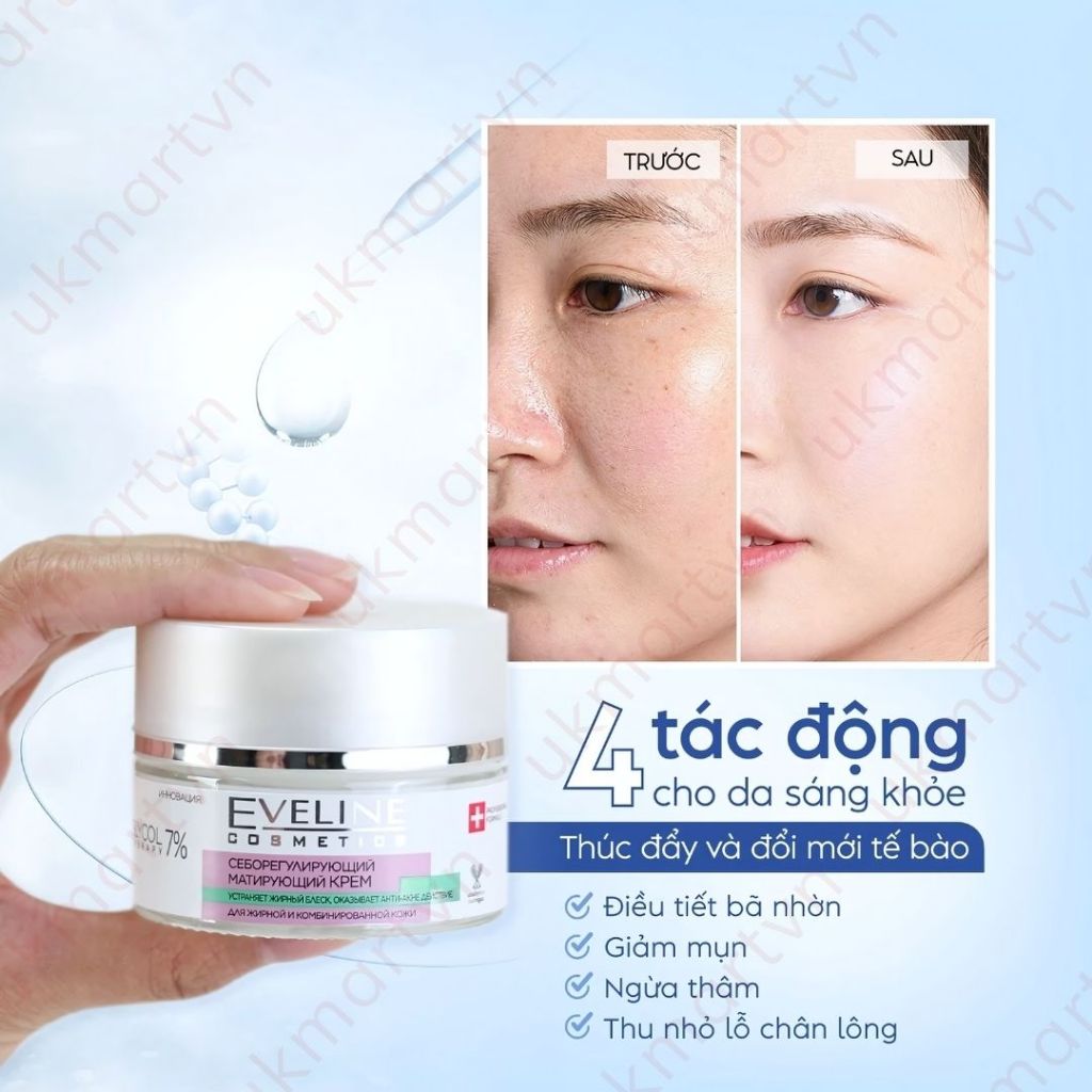 Kem Dưỡng Eveline Glycol Therapy 5% Anti Wrinkle Correcting - Trẻ Hoá Da Với 5% Glycolic Acid 50ml