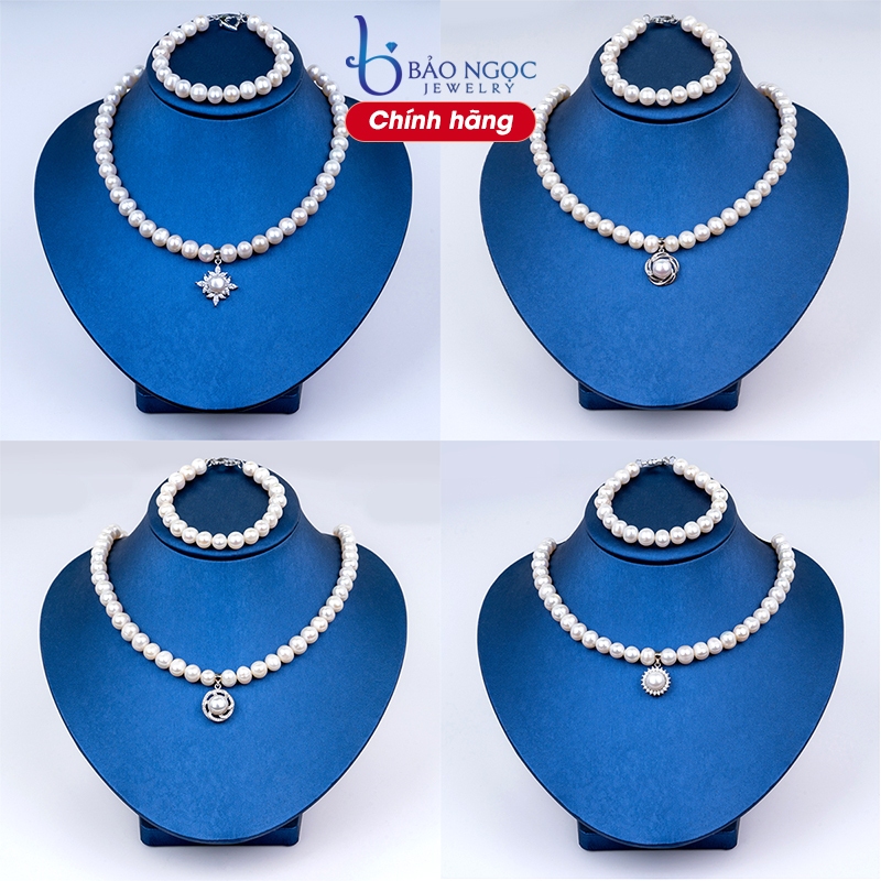  Vòng cổ ngọc trai tự nhiên Mix charm bạc 925 Quà ý nghĩa tặng mẹ hạt trứng tròn 8ly bóng đẹp mát nặng tay - DB3000 