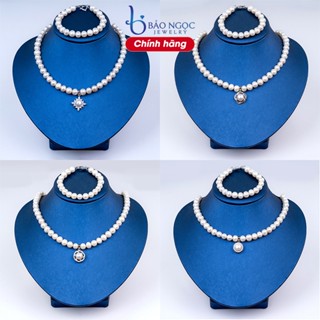 Vòng cổ ngọc trai tự nhiên Mix charm bạc 925, Quà ý nghĩa tặng mẹ hạt trứng tròn 8ly bóng đẹp mát nặng tay - DB3000