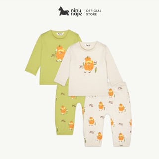  NinuNapz - Bộ dài tay cài vai cao cấp cho bé từ 6M-24M - Vải sợi tre pha cotton mềm mịn êm ái 