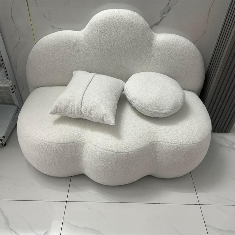 Ghế Sofa Thư Giãn Hình Đám Mây Chất Vải Len Cừu Màu Trắng Xinh Xinh Kích Thước Ngang 150/170CM Hình 