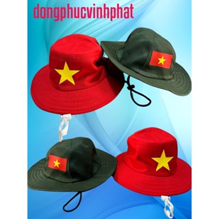 Nón Mũ tai bèo in logo sao vàng nam nữ, Nón Xanh Lính du lịch dã ngoại sự kiện