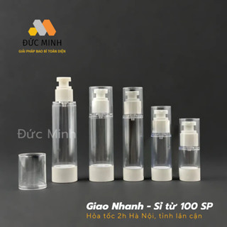 Chai hút chân không, lọ nhựa chiết trong suốt nhấn xịt giọt, xịt sương 5/10/30/50/80/100ml