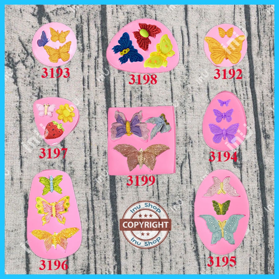 HCM - Khuôn silicon fondant mẫu hình Bướm Hoa Lá trang trí bánh, đổ resin làm đồ handmade