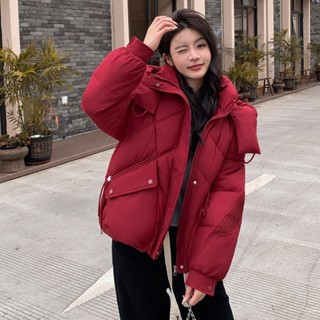 Áo phao nữ thu đông 2024 New có mũ tháo dời, ao khoac phao đại style Hàn Quốc thời trang siu ấm
