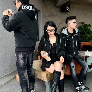 Áo Khoác Phao Nhung Nam Nữ Mặc Siêu Ấm Pha Mũ Nỉ Thêu DSSQUl Cao Cấp