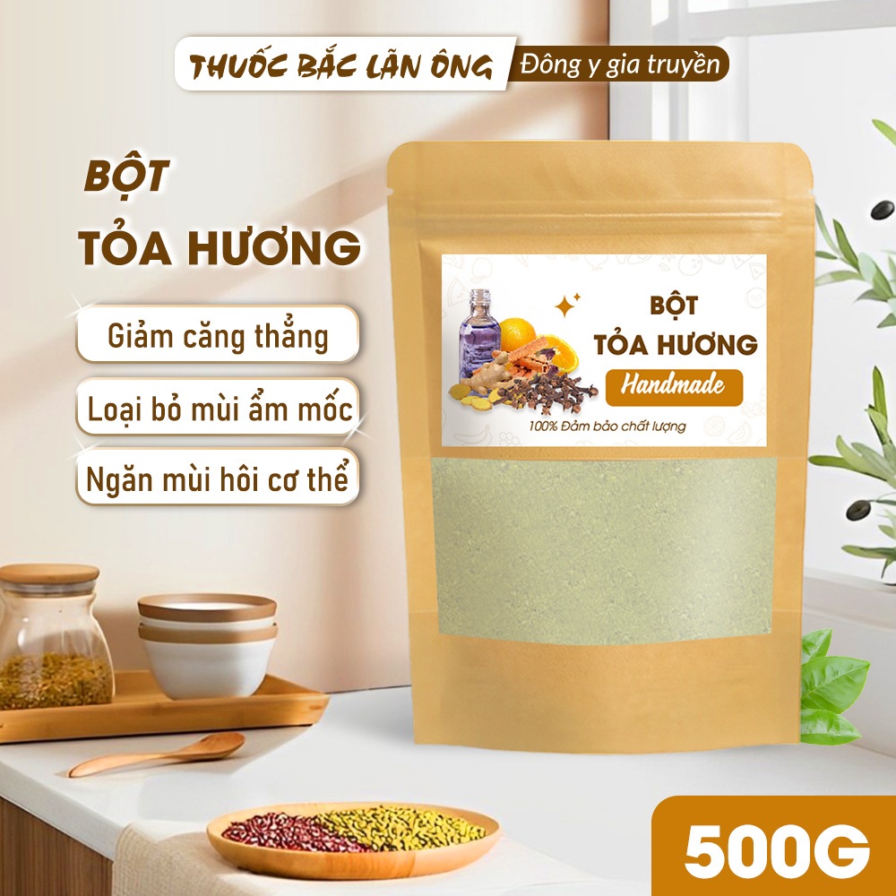 Bột tỏa hương cơ thể 500g mix bột huân thảo, cảo bản, bạch chỉ tạo hương thơm tự nhiên, khử mùi hôi