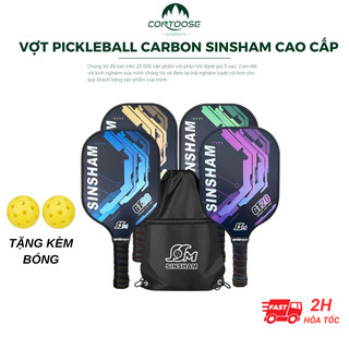 Vợt pickleball carbon SINSHAM màu sắc 14mm sợi thủy tinh siêu nhẹ cao cấp tặng Bóng