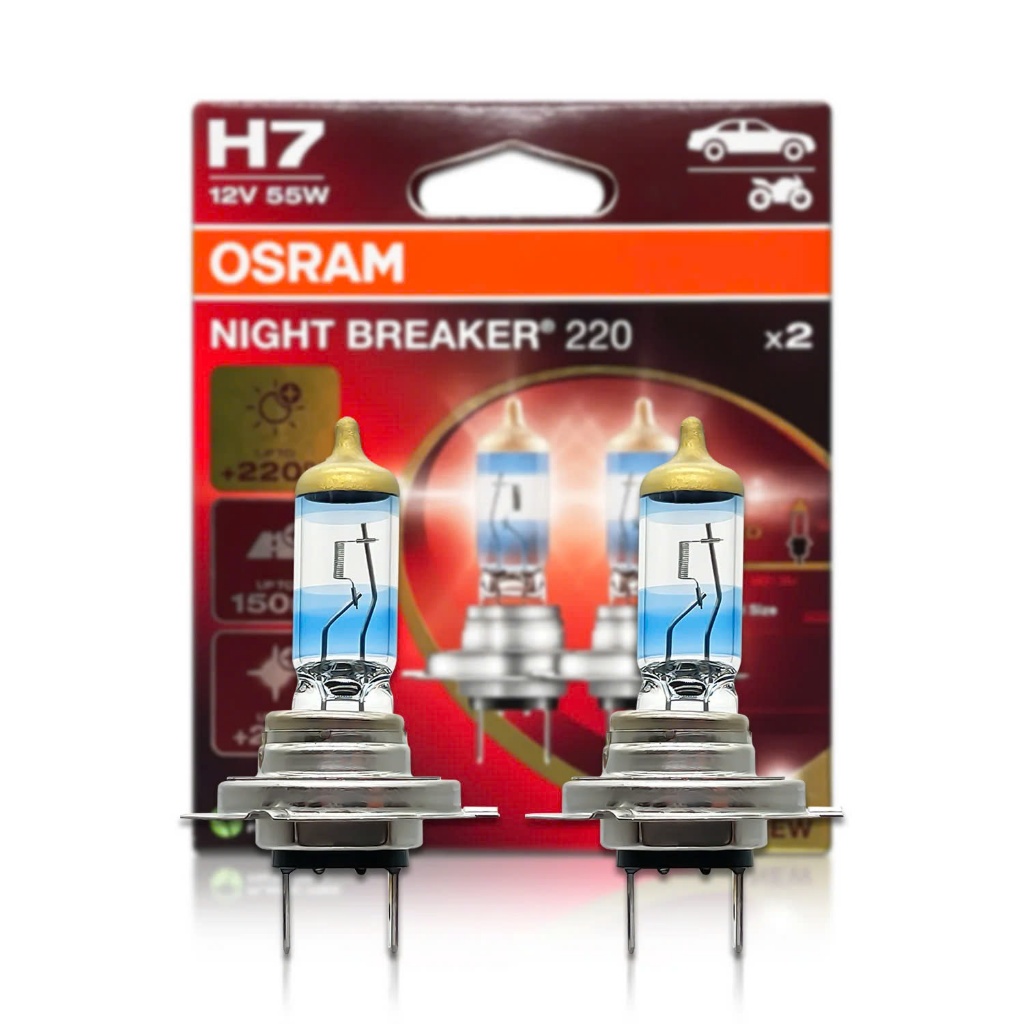 [MỚI NHẤT] Combo 2 Bóng Đèn Halogen H7 tăng Sáng 220% OSRAM Night Breaker 12V 55W - Nhập Khẩu Chính 