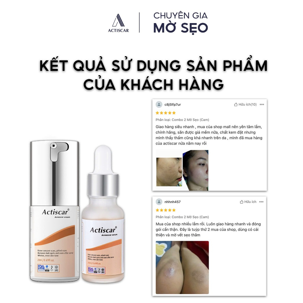 Kem Sẹo Và Serum Chuyên Sâu Lấp đầy Sẹo Rỗ, Sẹo Lõm, Xóa Sạch Sẹo Thâm Lâu Năm Actiscar