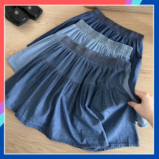 Chân váy bigsize jean bò nữ ngắn dáng chữ A cạp chun siêu cõ giãn 2 lớp Chân váy kaki jean cạp cao tôn dáng dễ mặc CV66