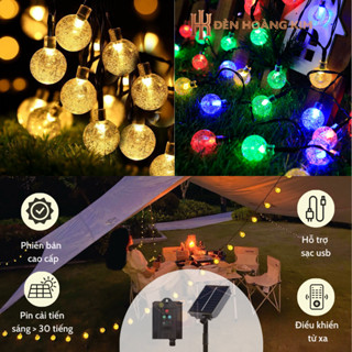 [SẠC USB] Đèn Led Năng Lượng Mặt Trời  Dài 12m Gồm 100 Bóng Tấm Pin Lớn Cải Tiến Sáng Hơn 30 Tiếng + Sạc USB