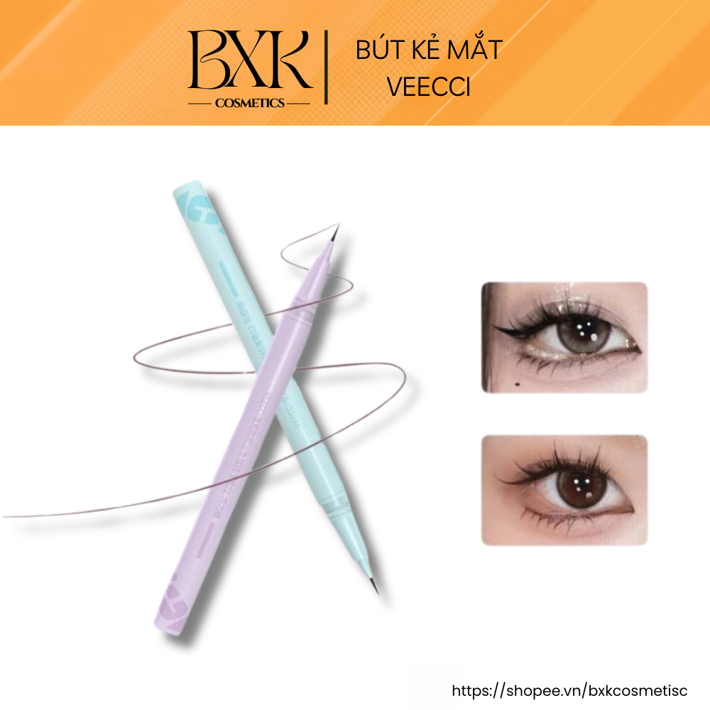 Bút kẻ mắt VEECCI kẻ eyeliner kẻ mi dưới siêu mảnh 0.005mm chống nước chống nhòe lâu trôi BXK COSMET