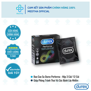  Bao Cao Su Durex Performa - Giúp Thêm Hưng Phấn Và Kéo Dài Cuộc Yêu  Hộp 3 Cái  12 Cái  