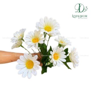 Cụm hoa đồng tiền 9 bông 25cm, hoa lụa trang trí
