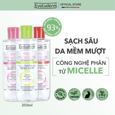 Nước Tẩy Trang không cồn Evoluderm thiên nhiên thuần chay làm sạch sâu, da mịn màng 250ml (QT)