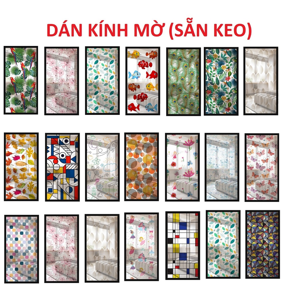 DÁN TRANG TRÍ KÍNH MỜ CAO CẤP Kích thước ( 90x200 ) cm - (sẵn keo)
