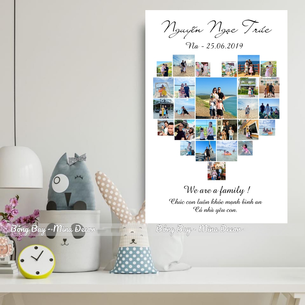 In Ảnh Cho Bé Ghép Hình Trái Tim Trang Trí Sinh Nhật, Thôi Nôi Cho Bé