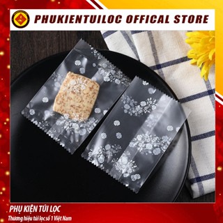  Set 100 Túi đựng bánh quy  trà hoa  túi trắng mờ hoa hồng  nhiều kích thước- Phukientuiloc 