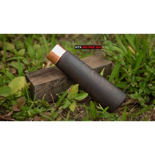 Cán dao bếp gỗ mun khâu đồng đỏ - M1DD ( tặng 2 chốt đồng đỏ )