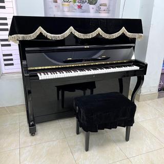 Combo khăn phủ đàn và phủ ghế đàn Piano nhung đen