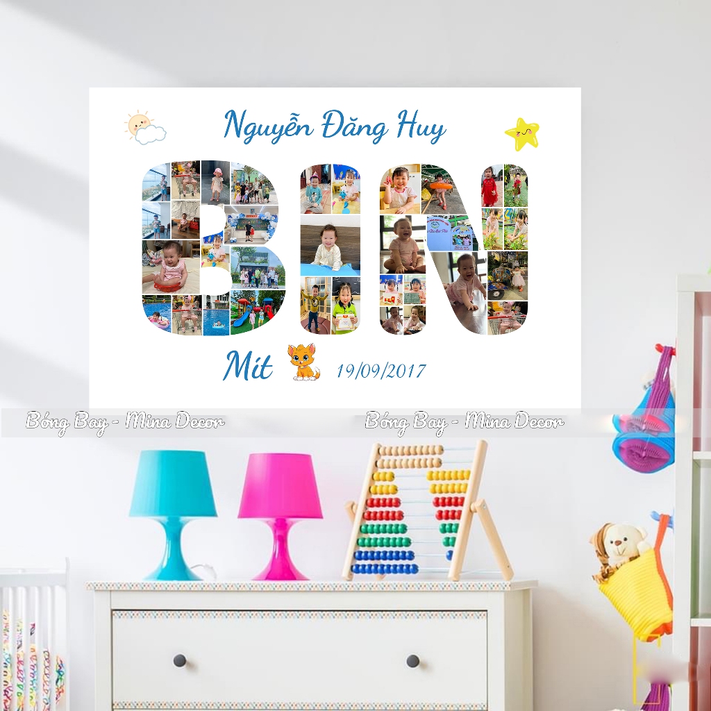 In Ảnh Cho Bé Kèm Tên Biệt Danh Trang Trí Sinh Nhật, Thôi Nôi Cho Bé