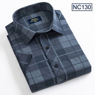 Áo Sơ Mi Nam Công Sở Trung Niên Anton Màu Xanh Than Ngắn Tay Họa Tiết Kẻ Caro Thoáng Mát, Thấm Hút Mồ Hôi - NC130