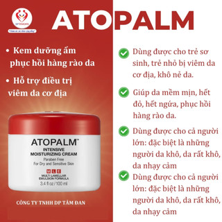 Kem dưỡng ẩm ATOPALM - Giữ ẩm hiệu quả, hỗ trợ dưỡng ẩm cho người bị Viêm da cơ địa. Cho TrE, PNCT