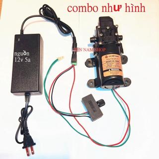 máy bơm nước mini 12v áp lực cao - (bơm tăng áp mini 12v+chuyển ống 8mm)