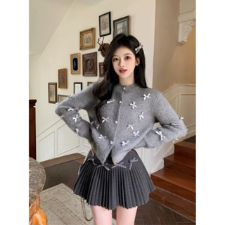 Áo len nữ đính nơ cadigan len thu đông 2025, Áo len dài tay nữ 2025 new