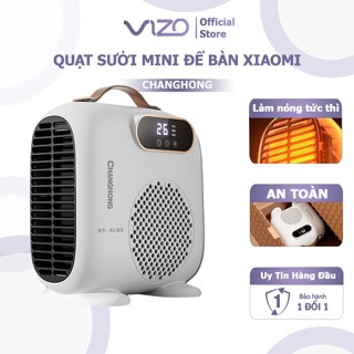 Quạt sưởi mini Qcooker, máy sưởi mini để bàn công suất 1500W LÀM NÓNG TỨC THÌ, bảo vệ CHỐNG LẬT an toàn