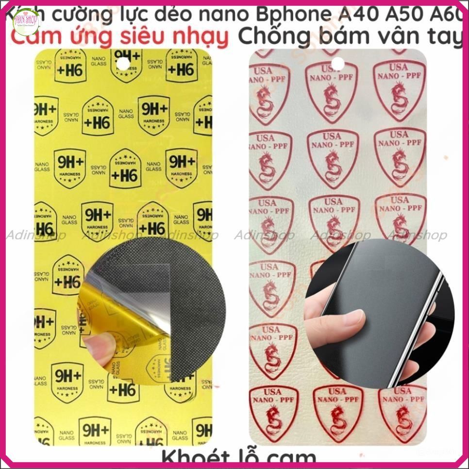 Dán cường lực màn hình Bphone a40 a50 a60 dẻo nano trong suốt, chống bể