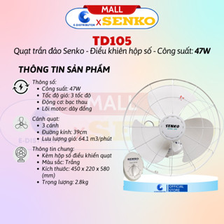 Quạt Trần Đảo Senko TD105 - Trắng - Hàng Chính Hãng