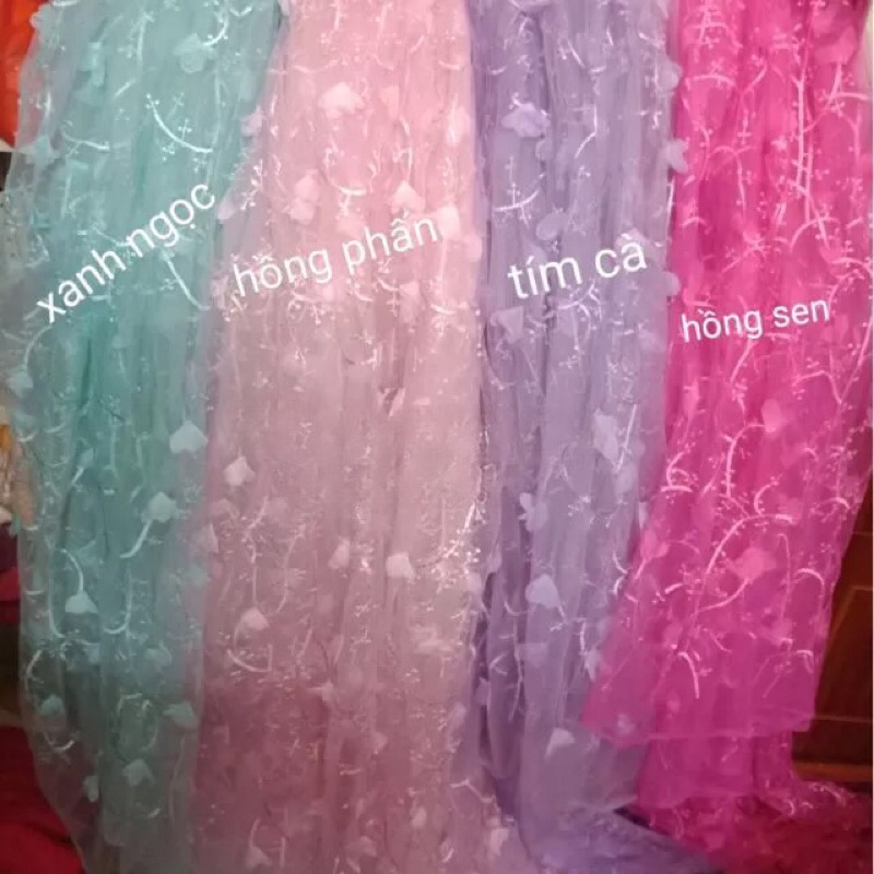 Vải Voan hoa 3D