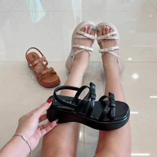 [shop giay minh thu] Sandal bánh mì nữ phối quai hình nơ  MT139