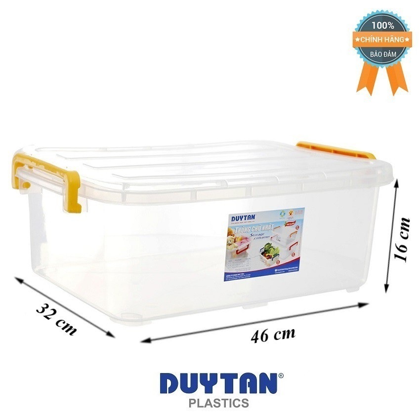 Thùng Nhựa Chữ Nhật Trong Suốt 15 Lít (45.7 x 31.8 x 16.1 cm) No.H116 Của Duy Tân