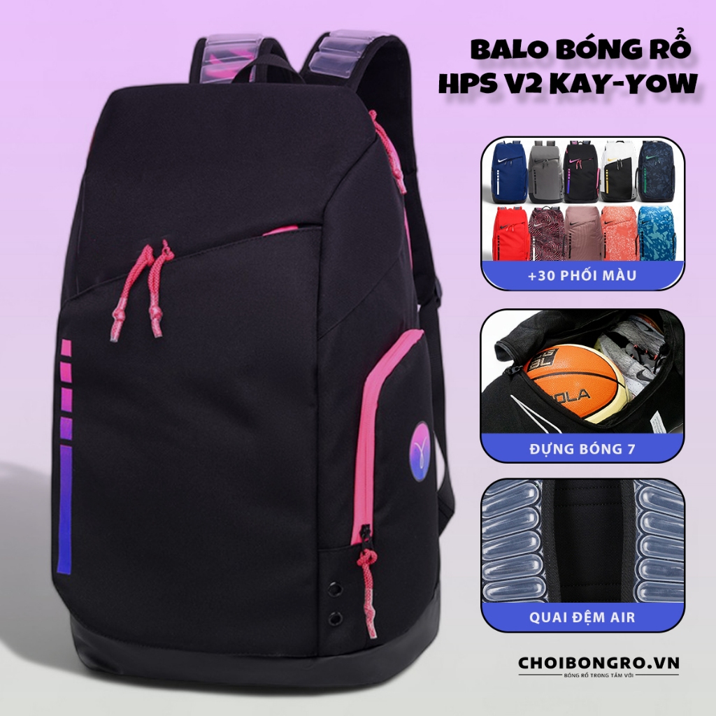 Balo bóng rổ HPS Elite Hoop Air Cushion - Quai đệm Air êm, cỡ lớn, đựng giày, bóng, chống nước, chống rách