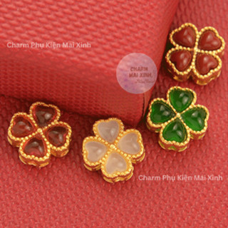 Có Bốn Lá Bé 11mm - Cánh Trái Tim - 7 Màu Sắc -  Charm Phụ Kiện Xâu, Phối Vòng, Chuỗi Hạt Gỗ Phong Thủy May Mắn