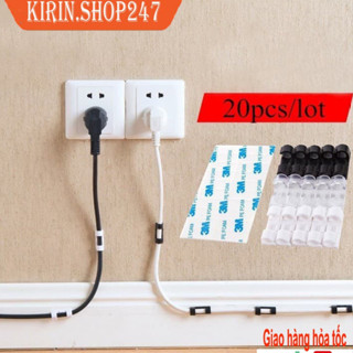 Bộ 20 nẹp dây điện dán tường chống rối, cố định, kẹp giữ dây cáp sạc