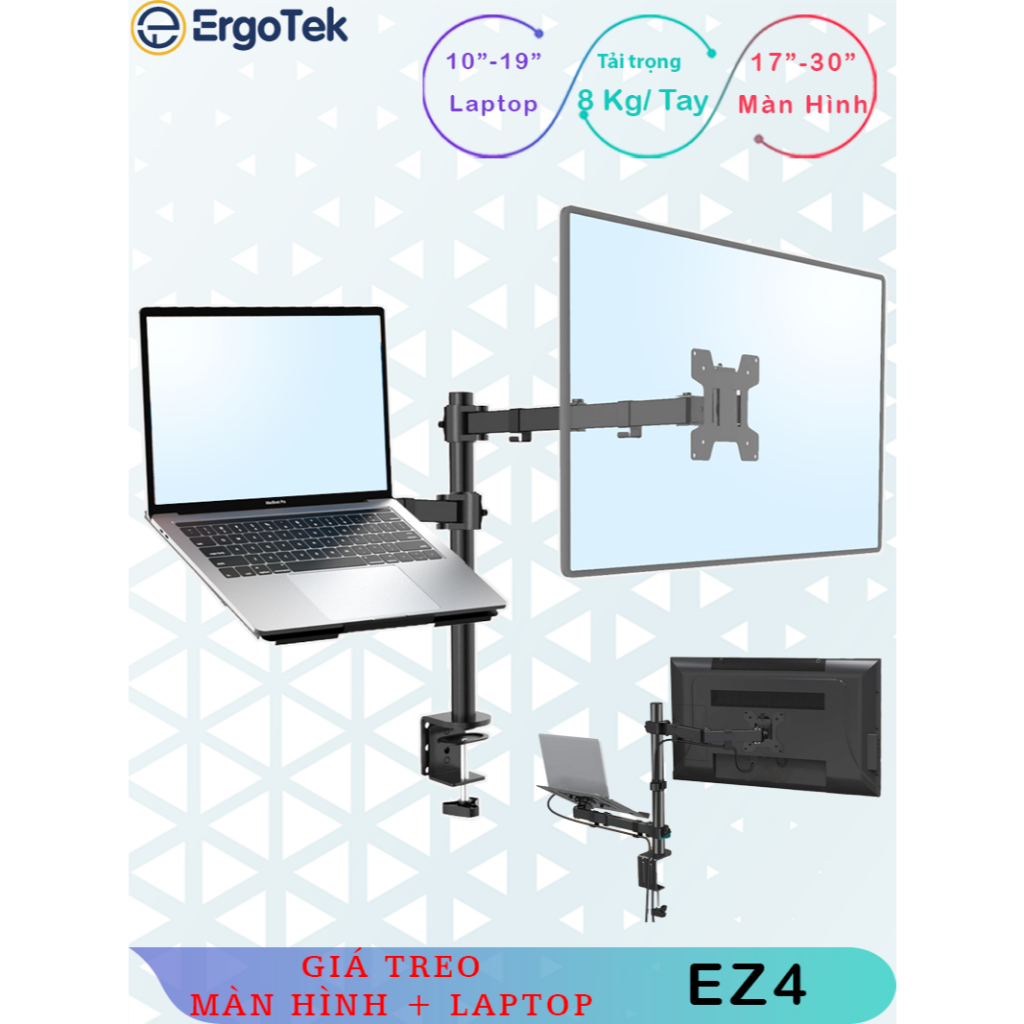 [Siêu phẩm] EZ3 và EZ4 - Giá Treo Màn Hình [17-27inch] Kèm Giá Đỡ Laptop/MacBook [10– 17Inch]