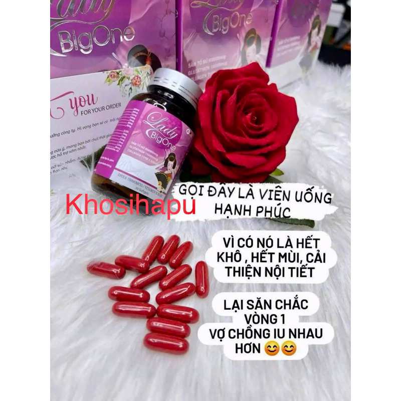 Viên nở ngực tăng vòng 1 Lady Bigone Sâm tố nữ Glutathione Collagen giúp Tăng nội tiết tố nữ Sáng da giảm nám hiệu quả