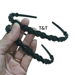 Combo 2 cái Bờm cài tóc nơ màu đen bóng dễ thương