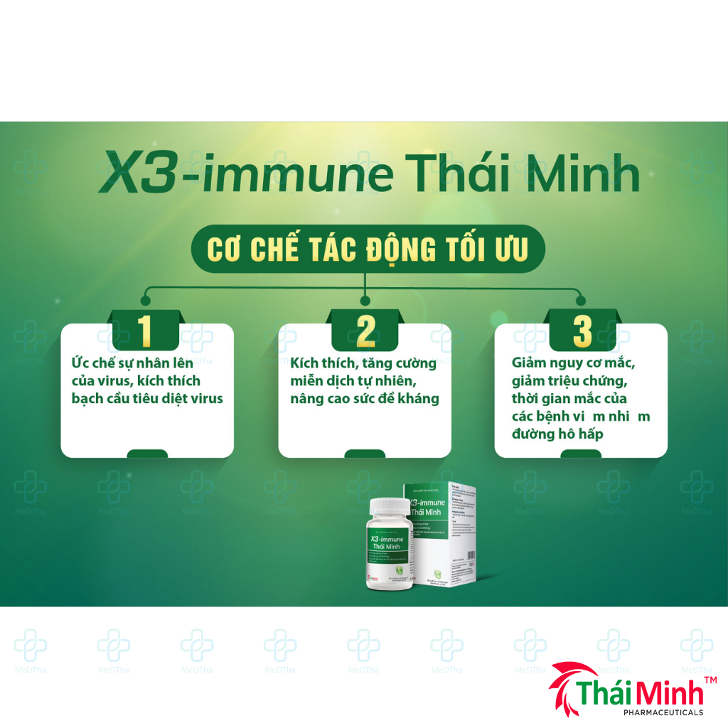 Xuyên Tâm Liên X3-Immune Thái Minh - Tăng đề kháng, tăng cường sức khỏe, phòng ngừa đường hô hấp (Lọ 30 Viên)